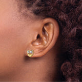 14k Yellow Gold Heart Shaped Flower Stud Earrings, Open Heart Daisy Design