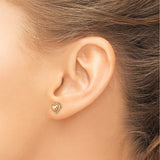 14k Two-Tone Gold Heart Shaped Stud Earrings with Rose and Yellow Gold for Women
