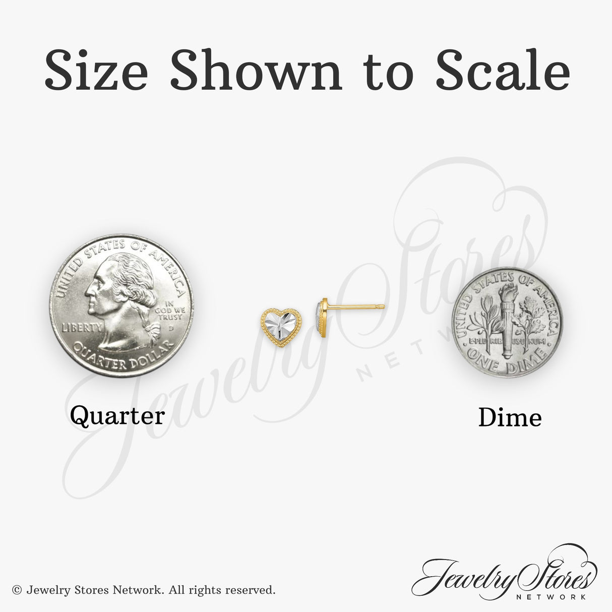 14k Yellow Gold Heart Stud Earrings with Faceted Center and Beaded Border