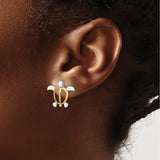 14k Yellow Gold Turtle Stud Earrings, Open Design, Polished Finish, Ocean Nature Theme