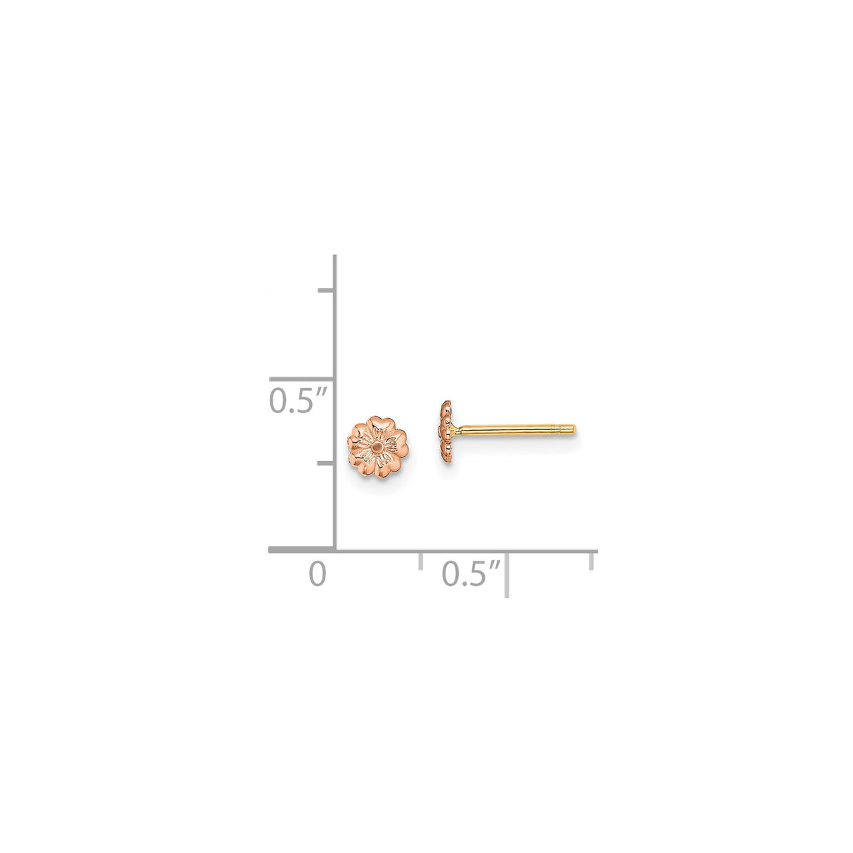 14k Two-Tone Gold Flower Stud Earrings with Rose Gold Floral Design for Women