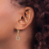 14k Yellow Gold Teardrop Dangle Earrings with Rhodium Star Design and Leverback Closure