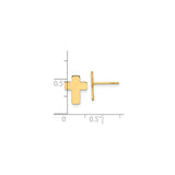 14k Yellow Gold Cross Stud Earrings, Polished Christian Faith Jewelry for Women and Unisex Wear