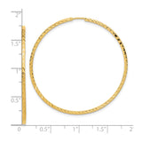 14k Yellow Gold Hoop Earrings with Diamond-Cut Chevron Texture, Lightweight Endless Design