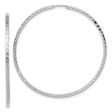 14k White Gold Hoop Earrings, High Polish with Chevron Pattern, Lightweight Minimalist Design