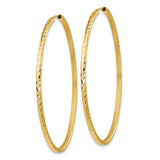 14k Yellow Gold Hoop Earrings, Large Thin Diamond Cut Textured Endless Hoops for Women