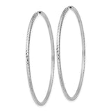 14k White Gold Hoop Earrings, Large Textured Chevron Pattern Diamond Cut Hoops for Women