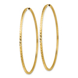 14k Yellow Gold Hoop Earrings, Diamond Cut Lightweight Large Round Polished Design