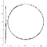 14k White Gold Hoop Earrings, Textured Diamond-Cut Chevron Pattern, Lightweight Modern Style