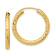 14k Yellow Gold Hoop Earrings, Polished Diamond-Cut Round Lightweight Hoops for Women