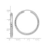 14k White Gold Hoop Earrings, Diamond Cut Leaf Design, Polished Finish, Lightweight Classic Style