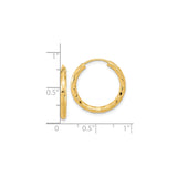 14k Yellow Gold Hoop Earrings, Textured Link Style Medium Hoops for Women