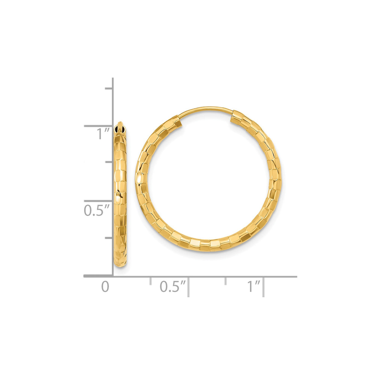 14k Yellow Gold Hoop Earrings with Textured Snake Design and Black Enamel Eyes