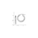 14k White Gold Hoop Earrings with Twisted Leaf Design, Lightweight Textured Finish