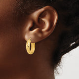 14k Yellow Gold Hoop Earrings with Polished Twisted Design, Lightweight Classic Style for Women