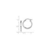 14k White Gold Hoop Earrings with Satin Finish and Polished Diagonal Cuts