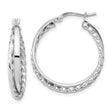 14k White Gold Twisted Hoop Earrings with Braided Design and High Polish Finish