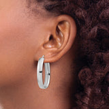 14k White Gold Oval Hoop Earrings with Polished Finish, Lightweight Modern Minimalist Style