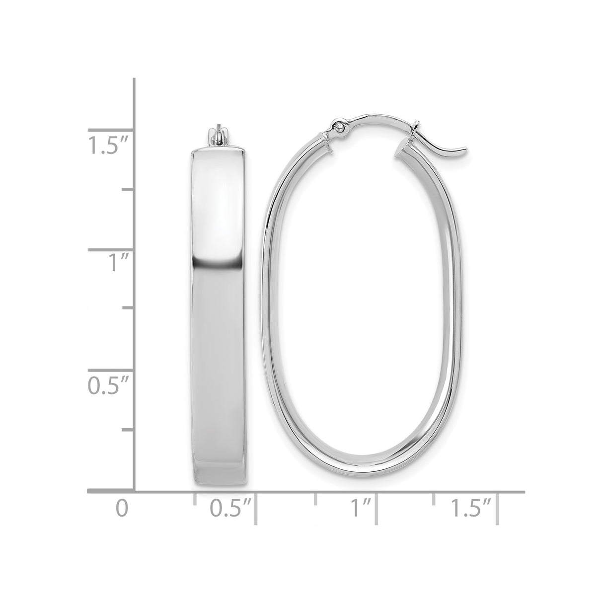 14k White Gold Oval Hoop Earrings with Polished Finish, Lightweight Modern Minimalist Style