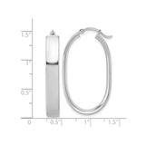 14k White Gold Oval Hoop Earrings with Polished Finish, Lightweight Modern Minimalist Style