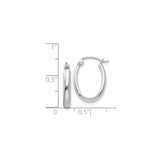 14k White Gold Oval Hoop Earrings, Polished Finish, Lightweight Modern Design for Women