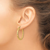 14k Yellow Gold Twisted Hoop Earrings, Diamond Cut Textured Large Round Hoops for Women