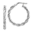 14k White Gold Twisted Hoop Earrings with Rope Design and Textured Polished Finish