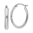 14k White Gold Oval Hoop Earrings with Polished Finish and Hinged Snap Closure