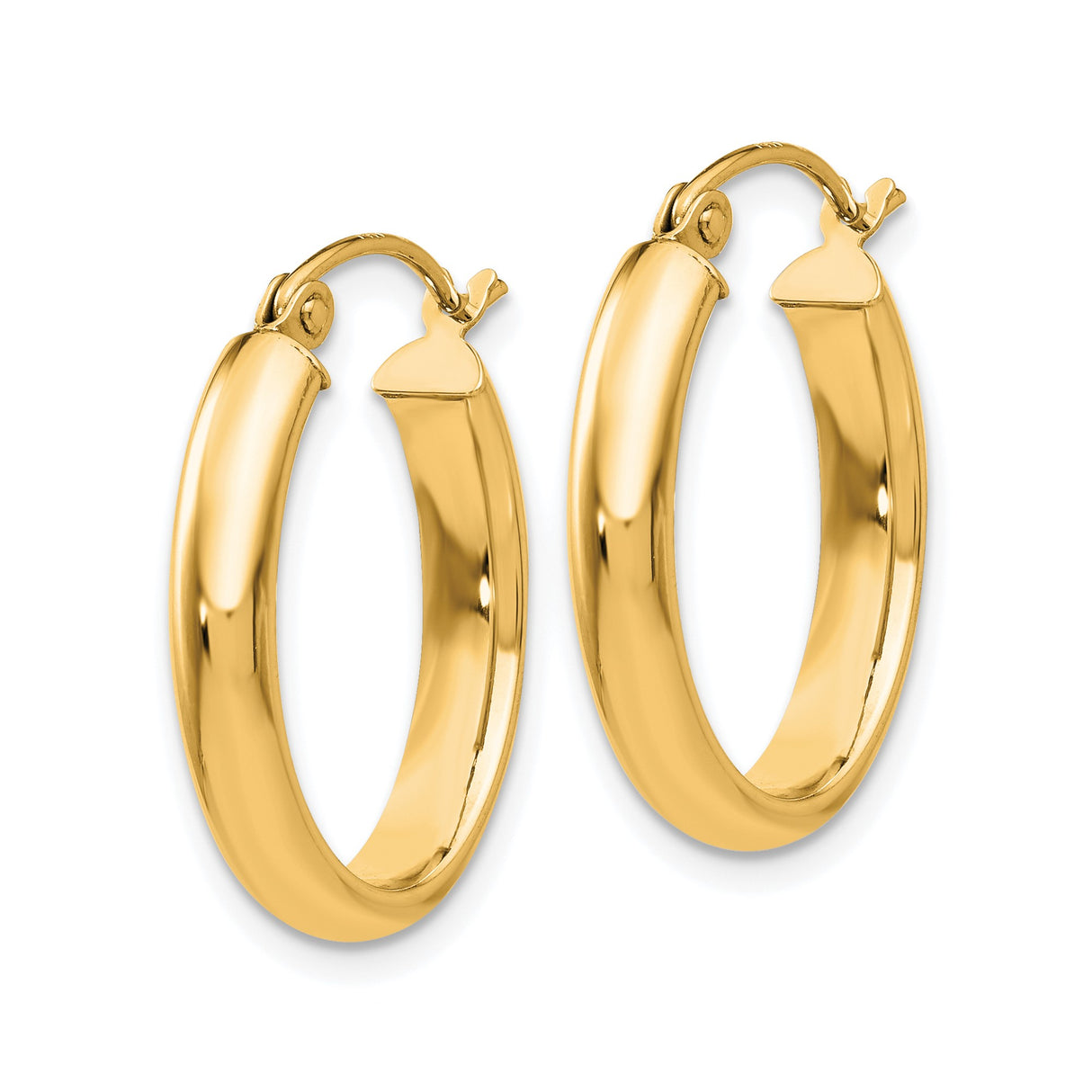 14k Yellow Gold Oval Hoop Earrings, Medium Smooth Polished Hoops with Hinged Back for Women