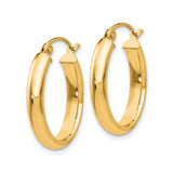 14k Yellow Gold Oval Hoop Earrings, Medium Smooth Polished Hoops with Hinged Back for Women