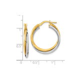 14k Two-Tone Gold Twisted Hoop Earrings with Interlocking Bands for Women