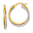 14k Two-Tone Gold Twisted Hoop Earrings with Interlocking Bands for Women