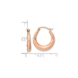 14k Rose Gold Hoop Earrings, Textured Diamond-Cut Lightweight Modern Classic Style for Women