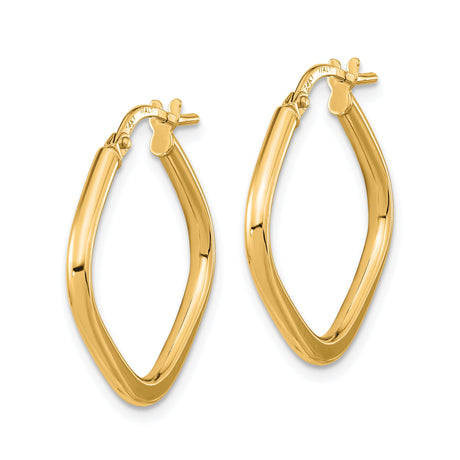 14k Rose Gold Twisted Square Hoop Earrings, Lightweight Modern Geometric Design