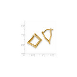 14k Yellow Gold Square Hoop Earrings, Diamond-Cut Geometric Design, Textured Lightweight Style