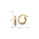 14k Two-Tone Gold Hoop Earrings with Intertwined Yellow and White Gold Design