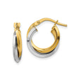 14k Two-Tone Gold Hoop Earrings with Intertwined Yellow and White Gold Design