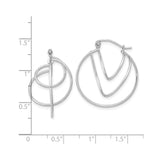 14k White Gold Geometric Hoop Earrings with Open Circle and V-Shaped Design for Women