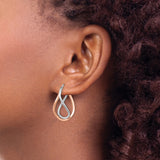 14k Yellow Gold Teardrop Twist Hoop Earrings, Two-Tone Rhodium Finish, Lightweight Modern Design