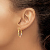 14k Two-Tone Gold Hoop Earrings with Rose Gold Heart and Starburst Design