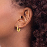 14k Yellow Gold Hoop Earrings, Bamboo Style, Bold Textured Large Round Design