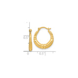 14k Yellow Gold Hoop Earrings, Bamboo Style, Bold Textured Large Round Design
