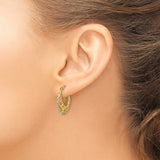 14k Yellow Gold Hoop Earrings with Butterfly Floral Filigree Openwork Design for Women