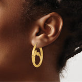 14k Yellow Gold Dolphin Hoop Earrings, Lightweight Twin Dolphin Marine Life Design