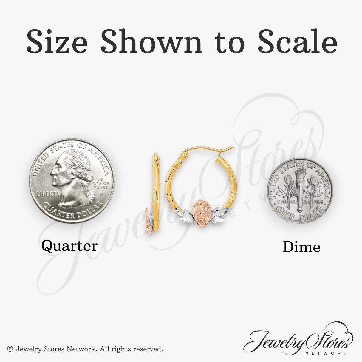 14k Tri-Color Gold Hoop Earrings with Virgin Mary Design, Religious Catholic Jewelry for Women