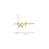 14k Yellow Gold Bow Stud Earrings with Delicate Ribbon Design, Dainty Minimalist Style