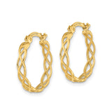 14k Yellow Gold Hoop Earrings with Celtic Twist Interlace Design for Women