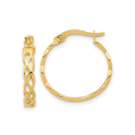 14k Yellow Gold Hoop Earrings with Celtic Twist Interlace Design for Women
