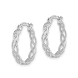 14k White Gold Hoop Earrings with Polished Twist and Celtic Knot Design