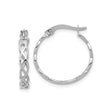 14k White Gold Hoop Earrings with Polished Twist and Celtic Knot Design